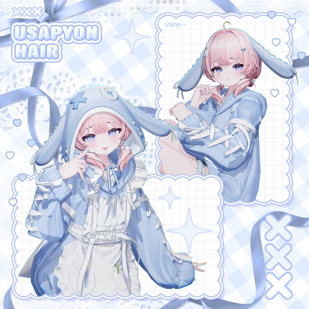 【3Dモデル】Usapyon TwinHair (13 Avatar)