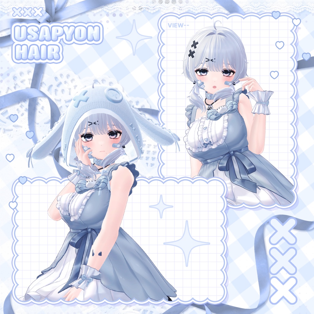 【3Dモデル】Usapyon TwinHair (16 Avatar)