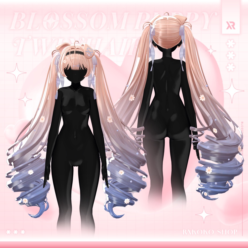 【3Dモデル】Blossom Puppy TwinHair (15 Avatar)