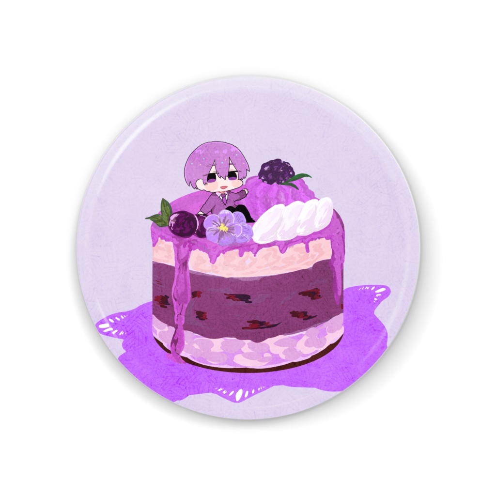ふみ＆ケーキ【缶バッジミラー】