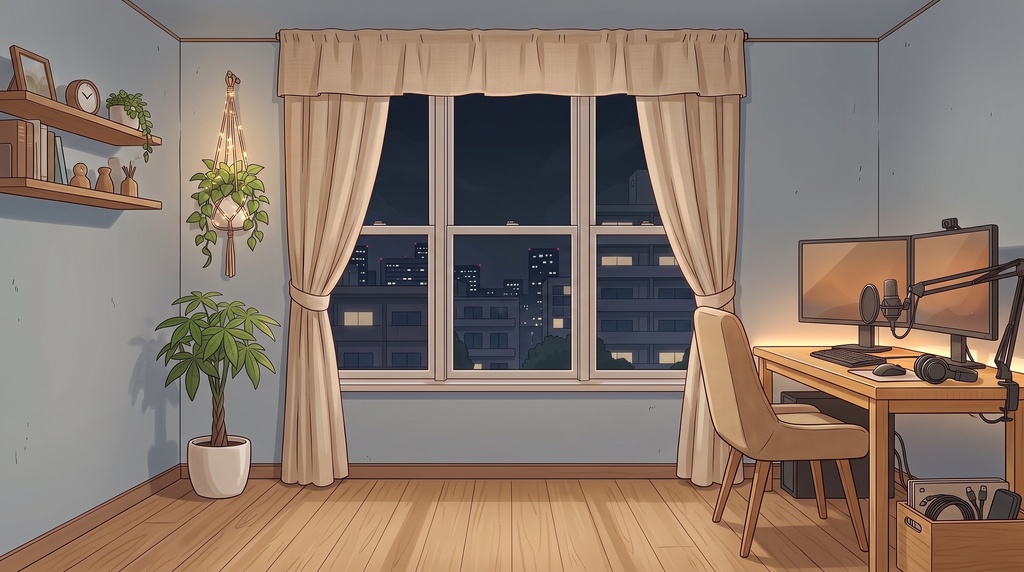 【北欧の朝と夜を、配信画面に】Living Studio "Nordic Light" - 時間帯連動で背景が変わる配信画面フルセット