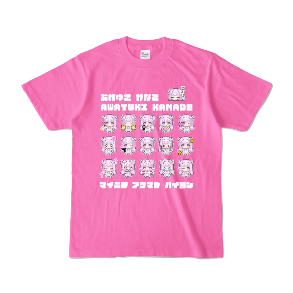 【常時購入可能】(男女兼用サイズ)淡雪花奏ドット絵Tシャツ①濃ピンク
