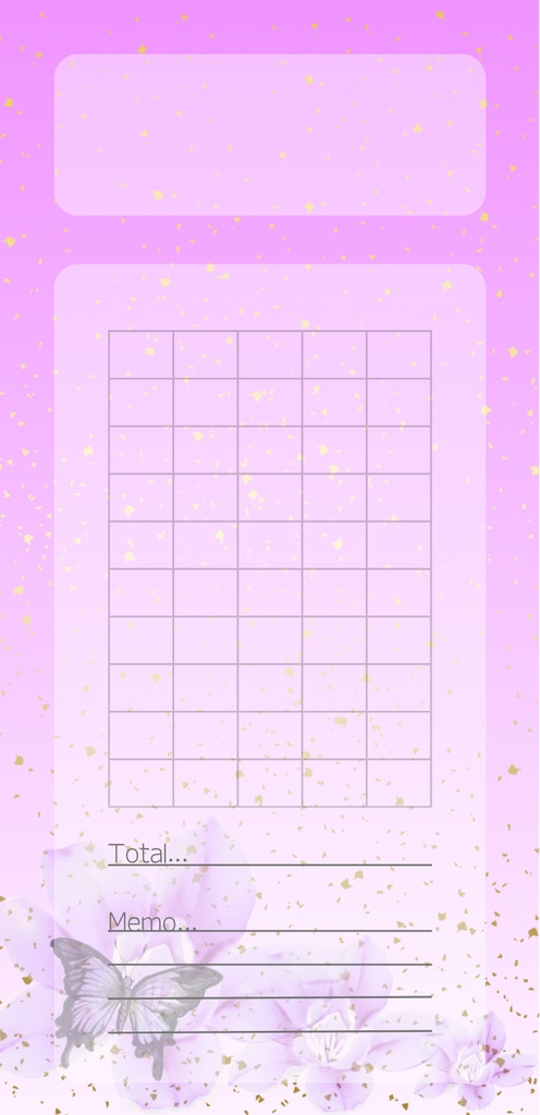 貯金シート(自由記載)~蝶と花~ 色違いセット