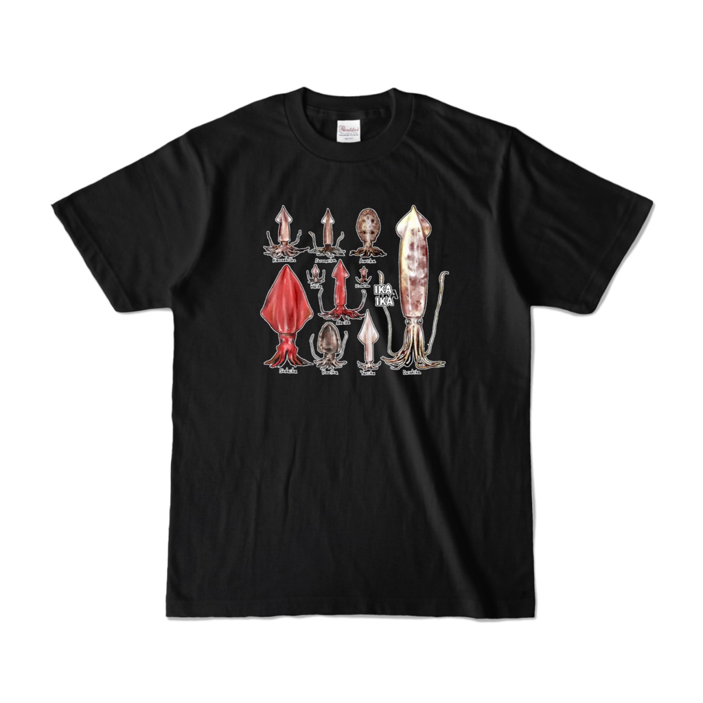 イカ図鑑Tシャツ・黒