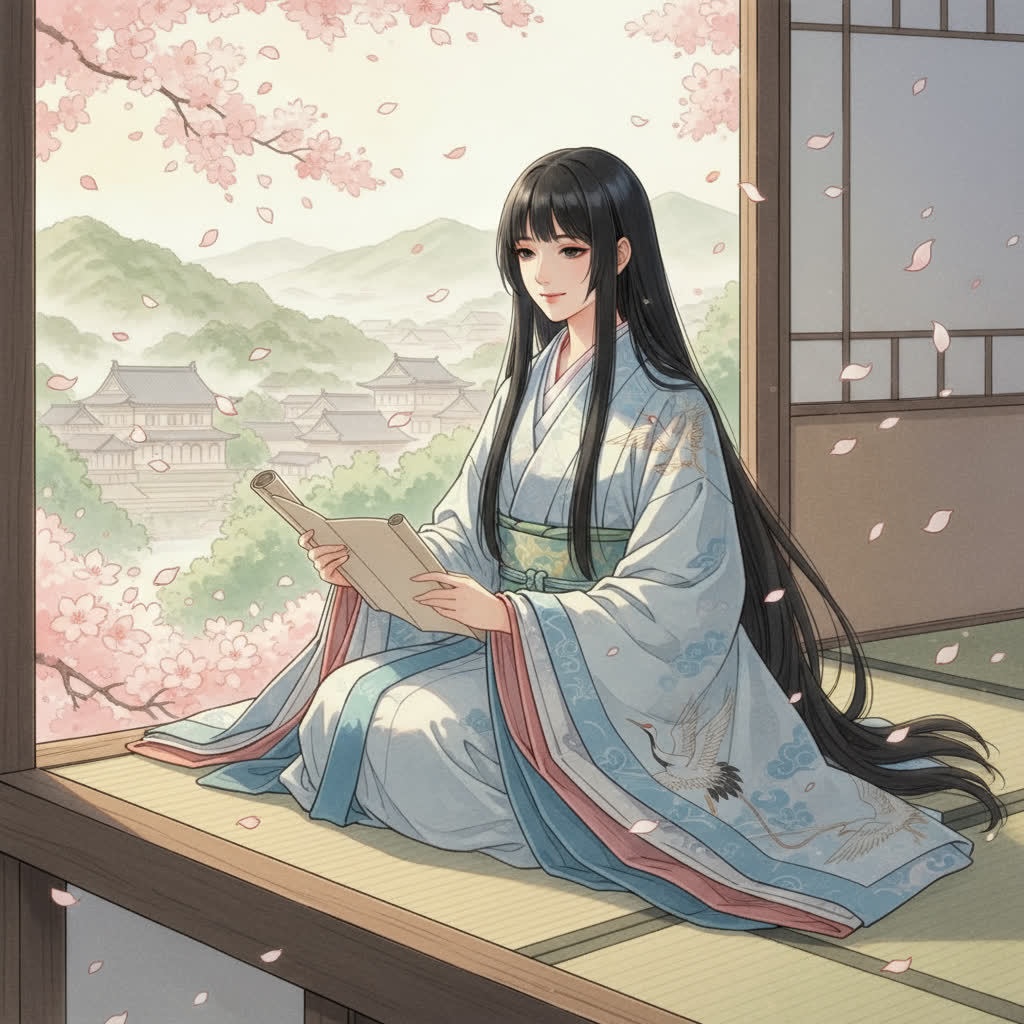 花のように、言の葉のように ― 平安の姫たち ―（第3弾）｜塗り絵イラスト集［PDFデータ版］Like Blossoms, Like Words — The Noblewomen of the Heian Moon (Vol.3)｜Japanese Coloring Art Collection [PDF]