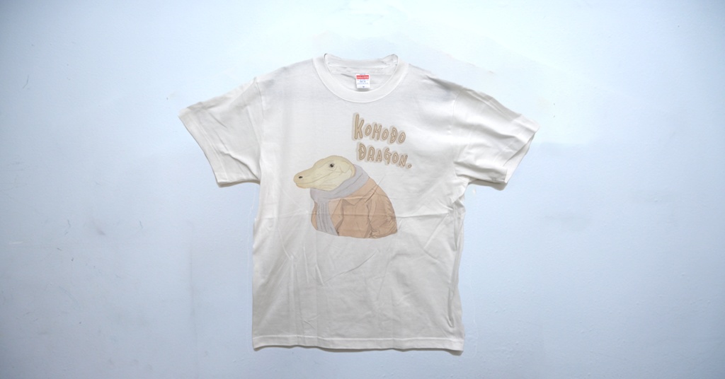 【未使用新品】コモドドラゴン ビッグシルエット Tシャツ ヴィンテージメイク風 ホワイト S～Mサイズ