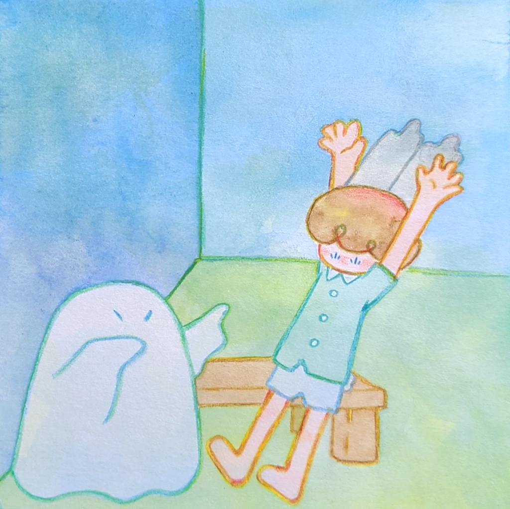 【絵本原画】ウサギとオバケ【額なし】