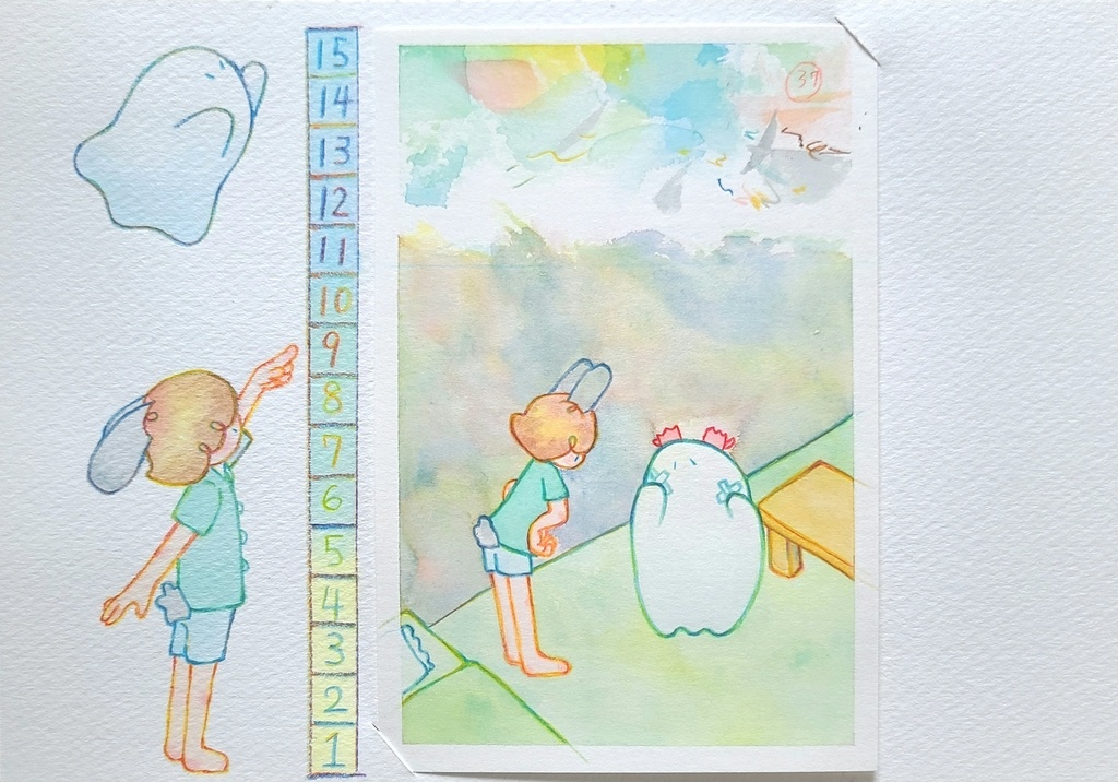 【絵本原画】ウサギとオバケ②【額なし】