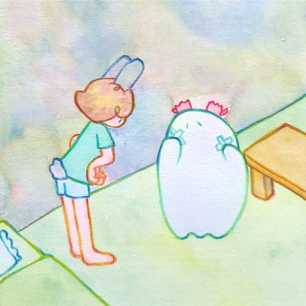 【絵本原画】ウサギとオバケ②【額なし】