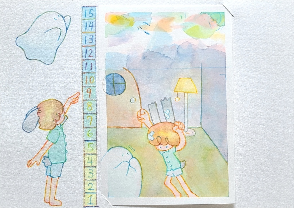 【絵本原画】ウサギとオバケ②【額なし】