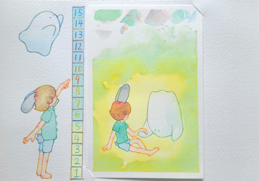 【絵本原画】ウサギとオバケ③【額なし】