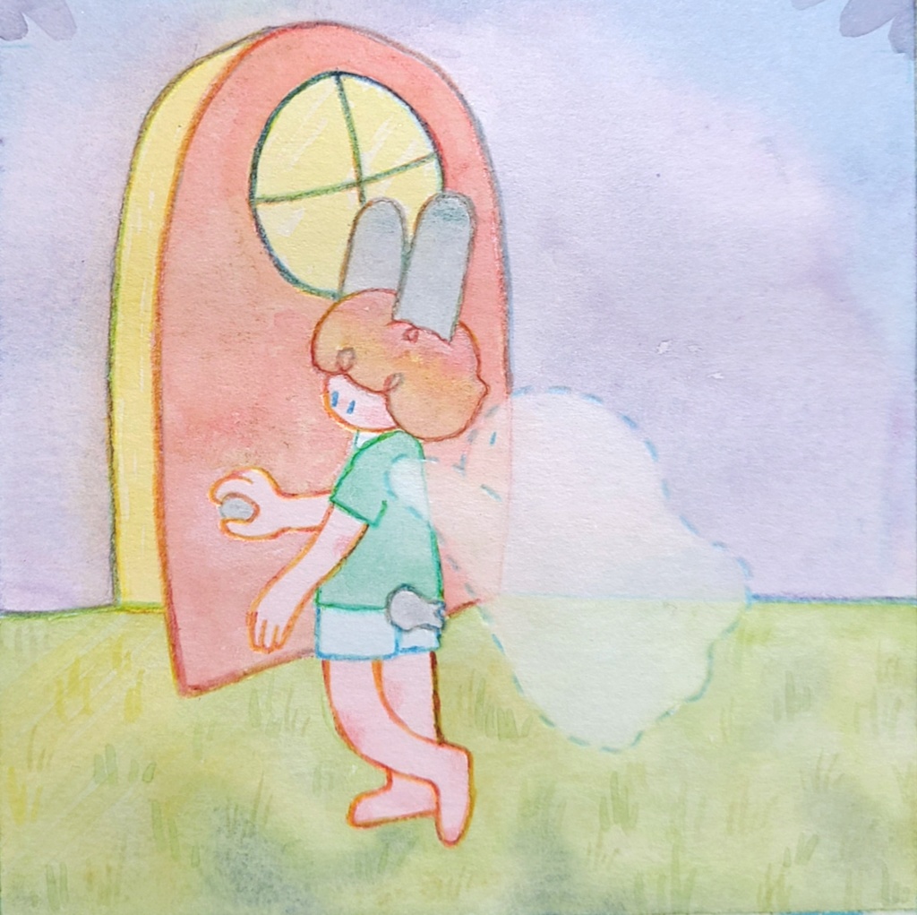 【絵本原画】ウサギとオバケ③【額なし】