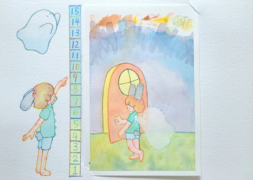 【絵本原画】ウサギとオバケ③【額なし】