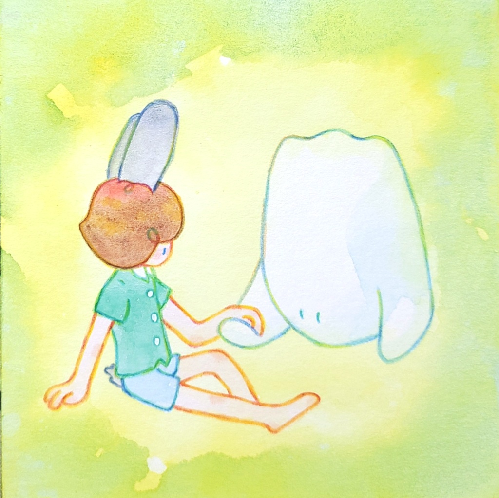 【絵本原画】ウサギとオバケ③【額なし】