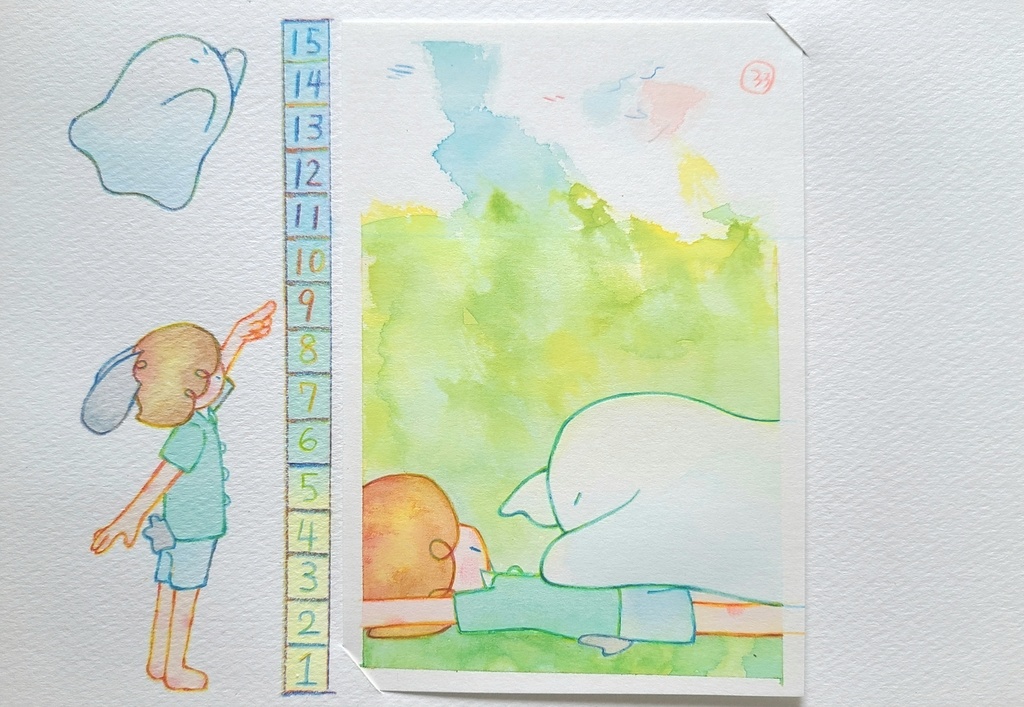 【絵本原画】ウサギとオバケ③【額なし】