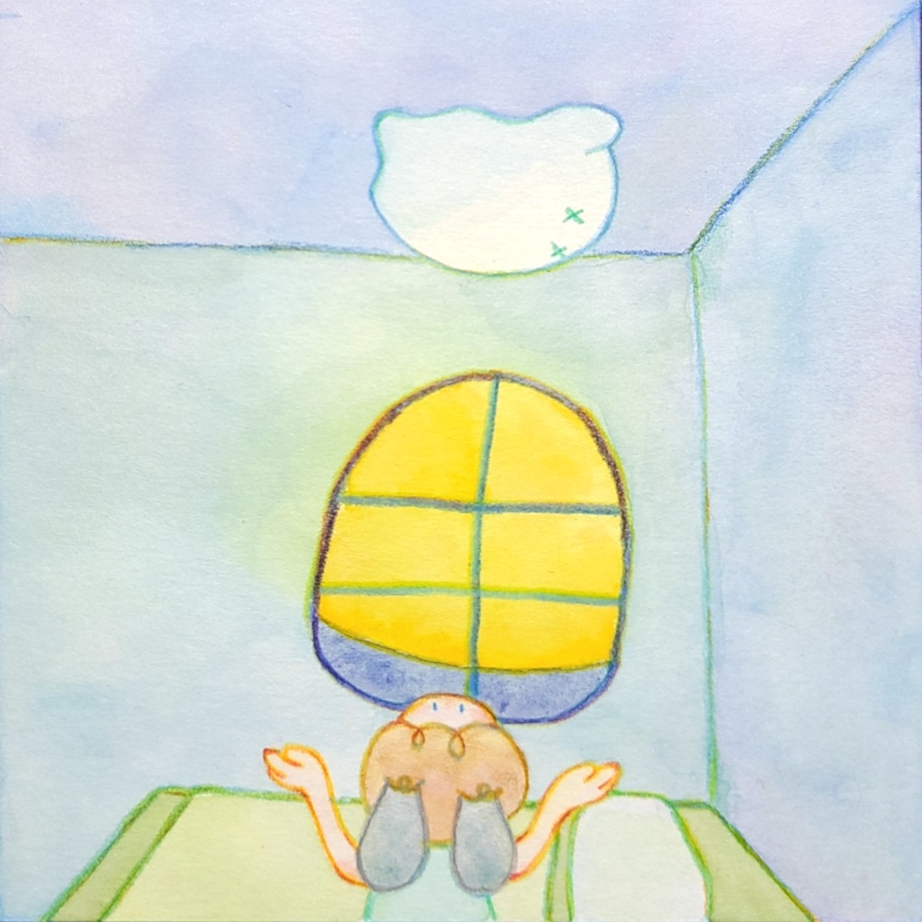 【絵本原画】こわがりウサギといたずらオバケ【額あり】