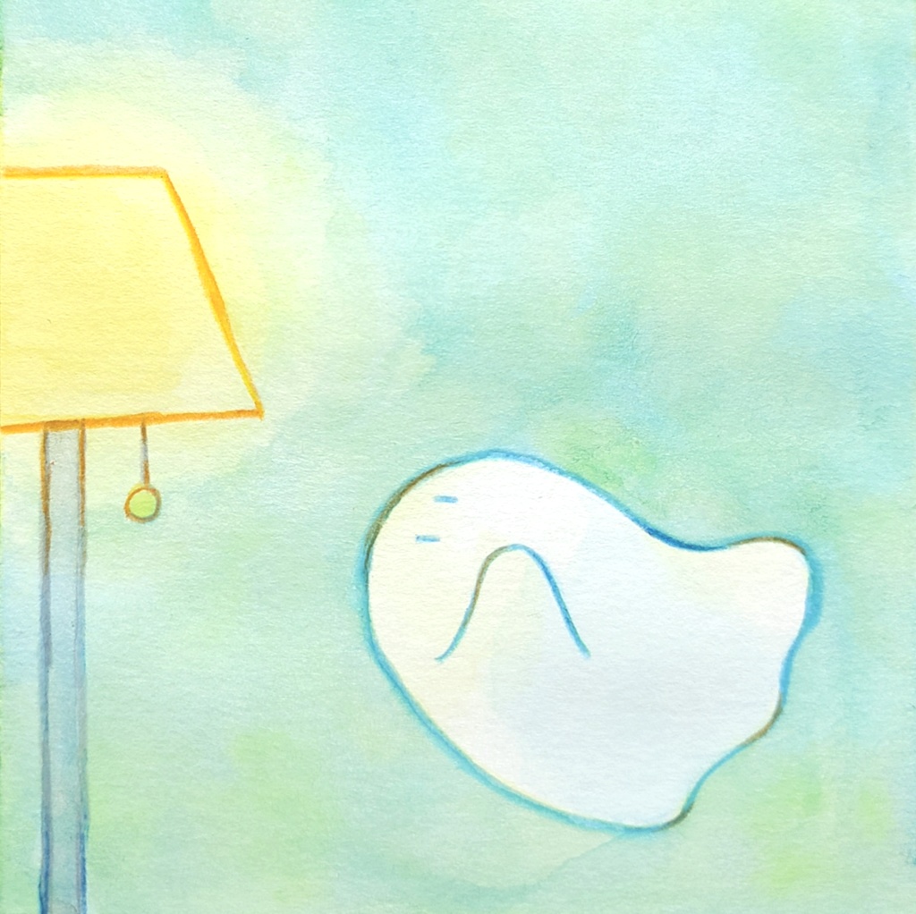 【絵本原画】こわがりウサギといたずらオバケ②【額あり】