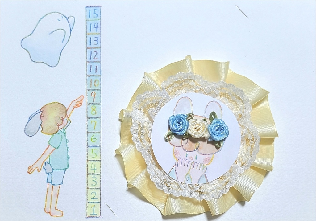 【ミニ原画】オバケとウサギと悪い猫【ロゼット】