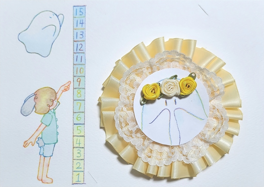 【ミニ原画】オバケとウサギと悪い猫【ロゼット】