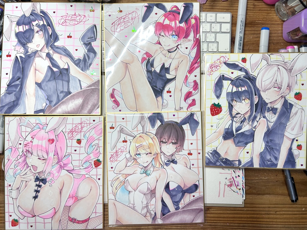 完成品バニー色紙