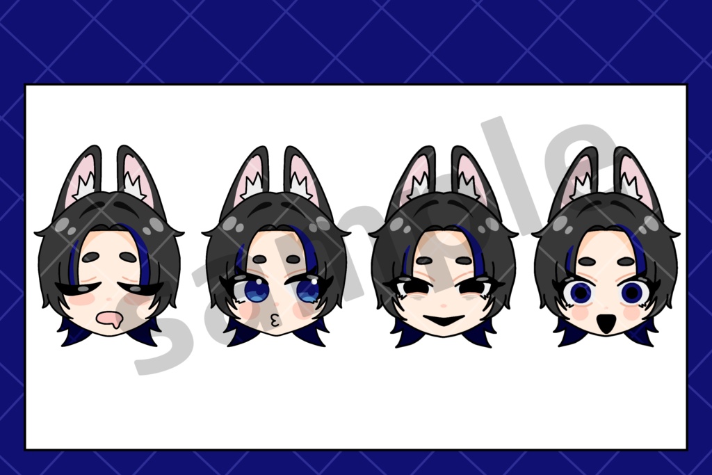 【OC表情差分】狐耳SDキャラ 顔アイコン14種セット(配信・動画・SNS用)
