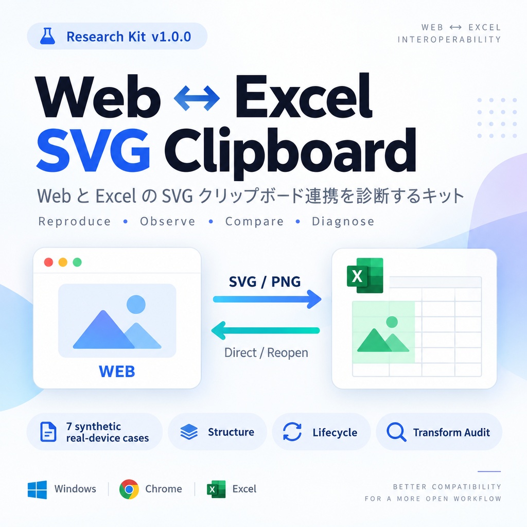 Webアプリ↔Excel SVGクリップボード診断Kit｜双方向コピペ・PNGフォールバック・保存再オープン