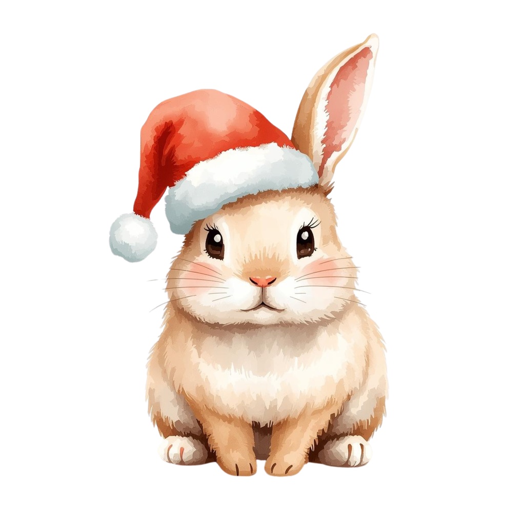 【うさぎシリーズ】クリスマス 水彩 手書き風 うさぎ クリップアート10点セット│PNG