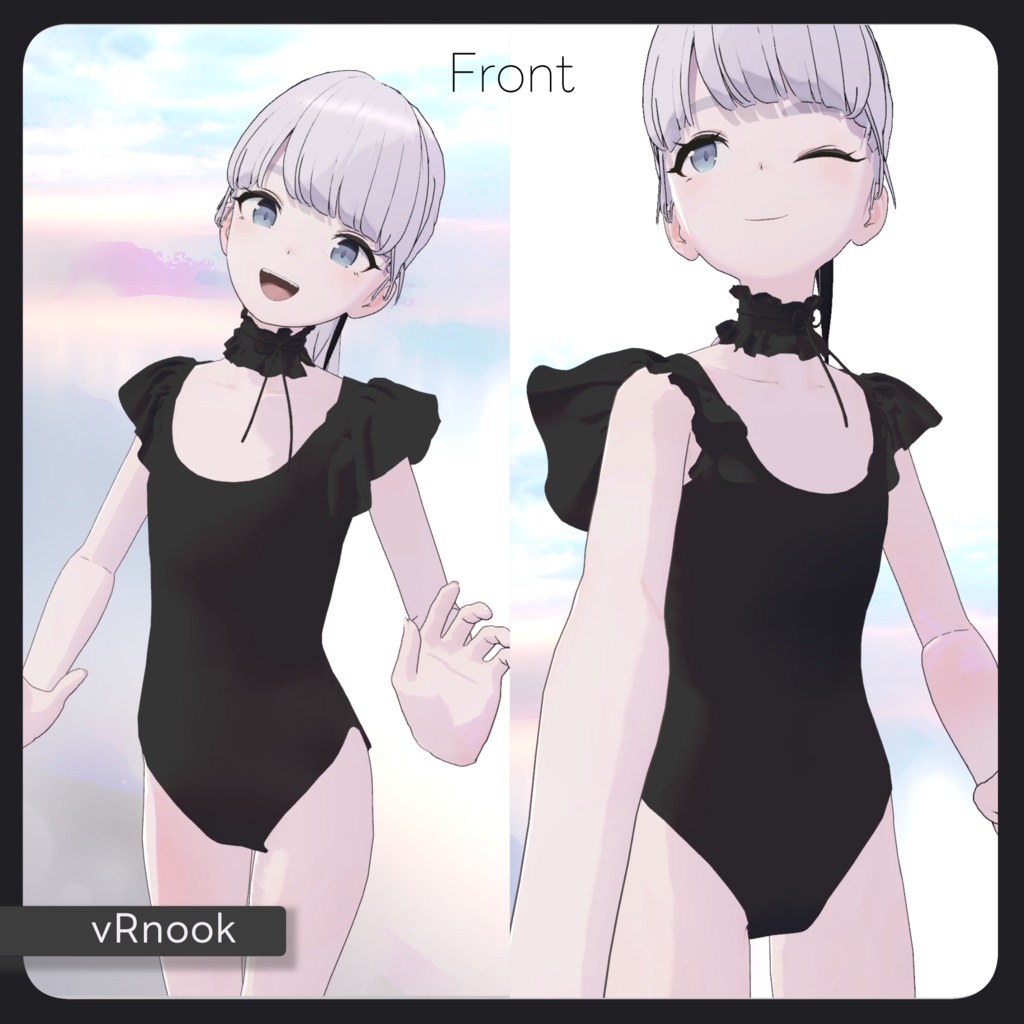 Noir Frill Swimwear【Lapwing対応】
