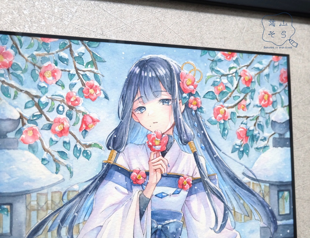 【HOT】【額装原画】「雪椿」