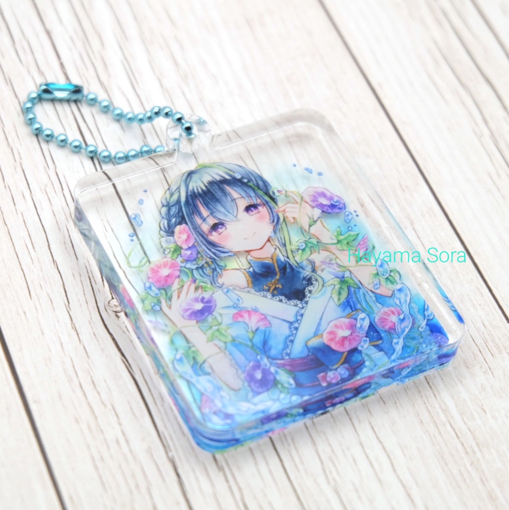 【コミティア152新作】【アクリルブロックキーホルダー】「朝顔と涼」