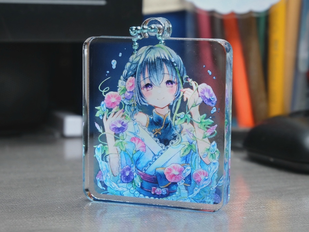 【コミティア152新作】【アクリルブロックキーホルダー】「朝顔と涼」
