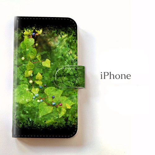 【送料無料】Glamorous Green 手帳型iPhoneケース
