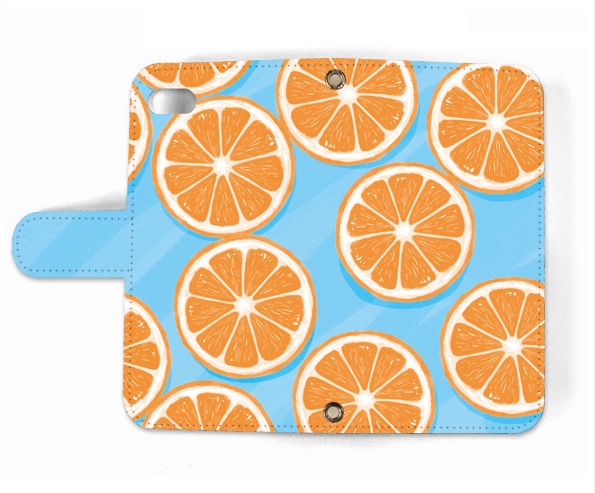 【送料無料】水の上のオレンジ 手帳型スマホケース