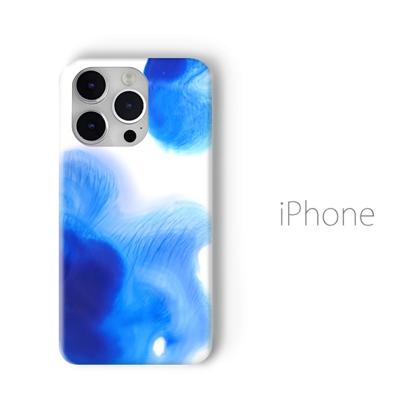 【送料無料】にじむ青 iPhoneケース（ハードケース全面プリント）