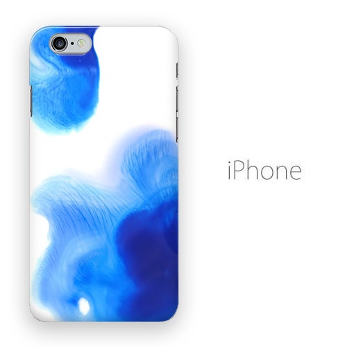 【送料無料】にじむ青 iPhoneケース（ハードケース全面プリント）