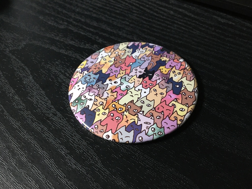 【即発送・送料無料】缶ミラー にゃんこ大集合76mm