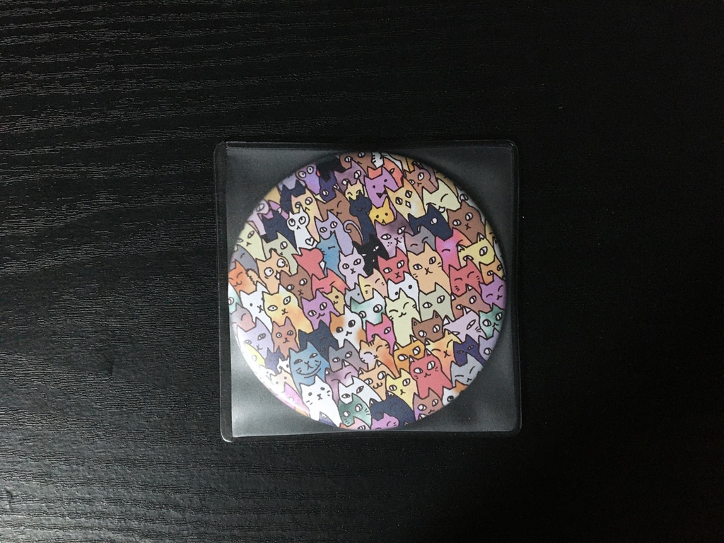 【即発送・送料無料】缶ミラー にゃんこ大集合76mm