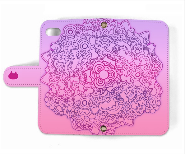 【送料無料】ネコタングル 手帳型スマホケース