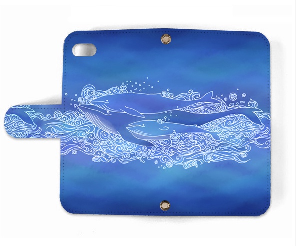 【送料無料】くじらFAM 手帳型iPhoneケース