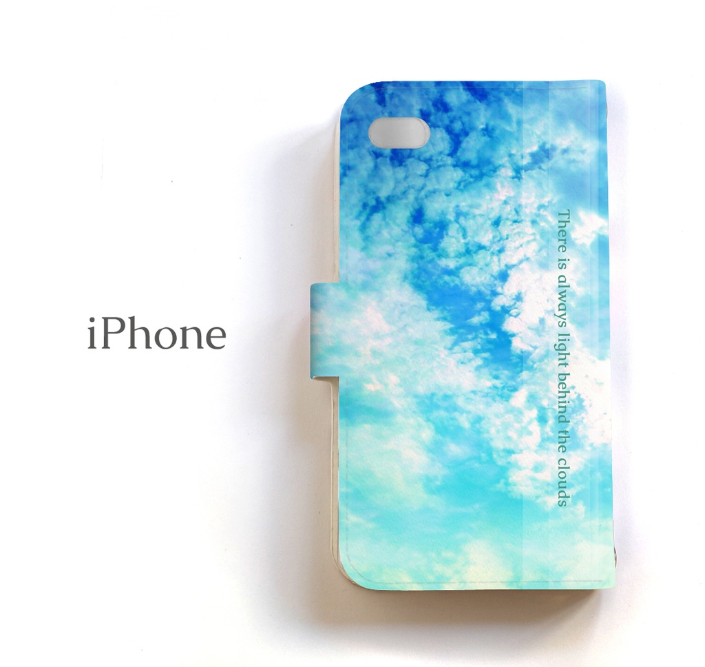 【送料無料】雲の向こうはいつも青空 手帳型iPhoneケース