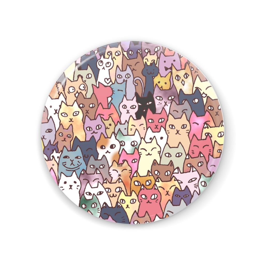 缶ミラー にゃんこ大集合56mm