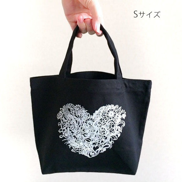 【送料無料】Blooming Love 黒トートバッグ