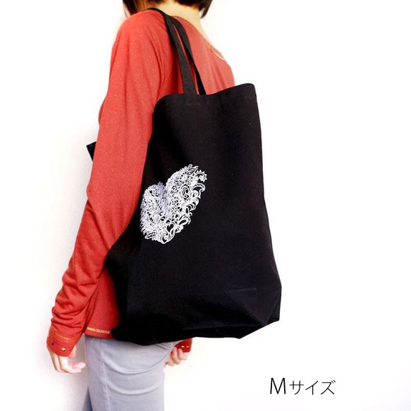 【送料無料】Blooming Love 黒トートバッグ