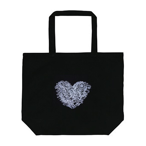 【送料無料】Blooming Love 黒トートバッグ