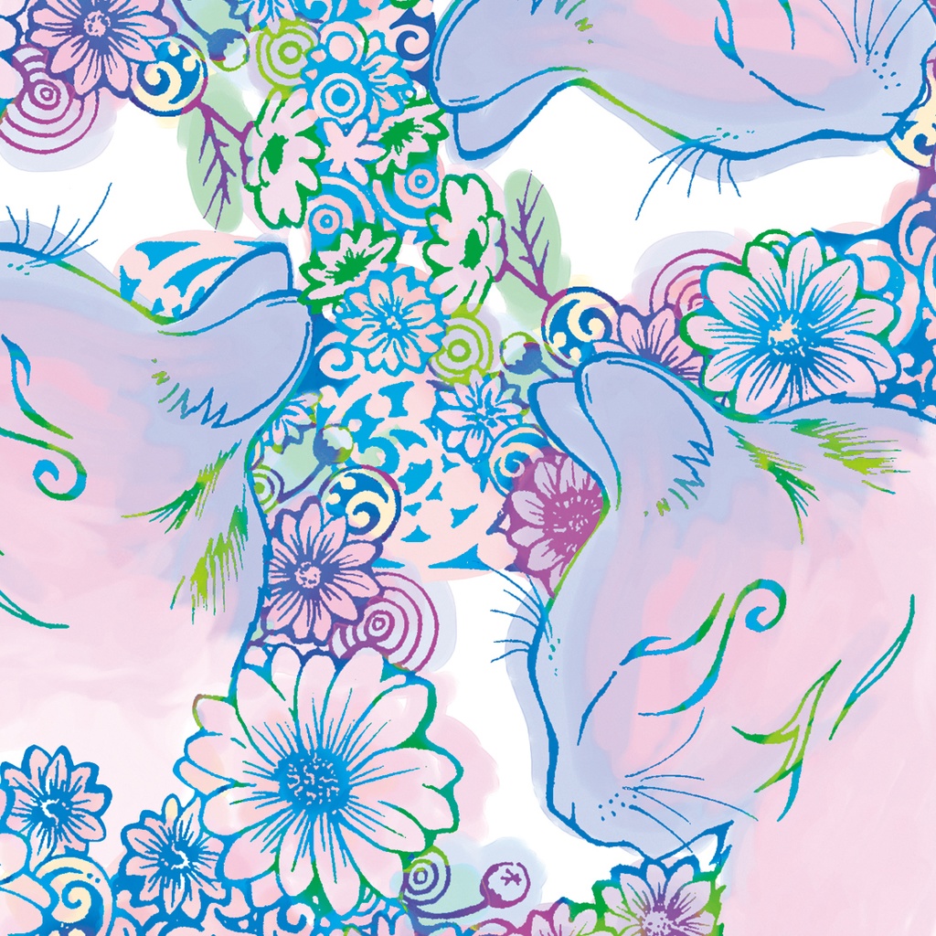 【送料無料】万華ver.花猫 iPhoneケース(ハードケース全面プリント)