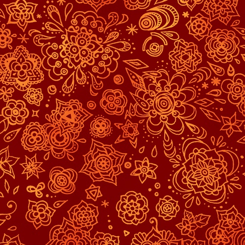 【送料無料】ゼンタングルフラワー朱 Androidスマホケース(ハードケース全面プリント)