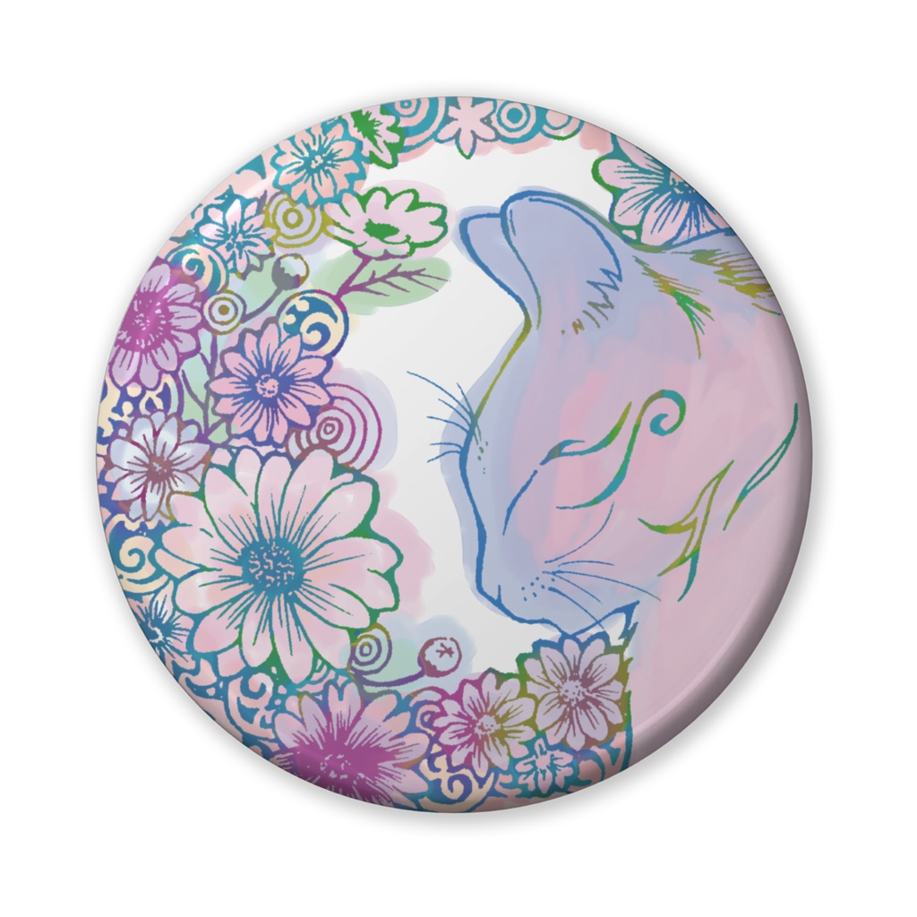 淡い花猫 缶バッジ