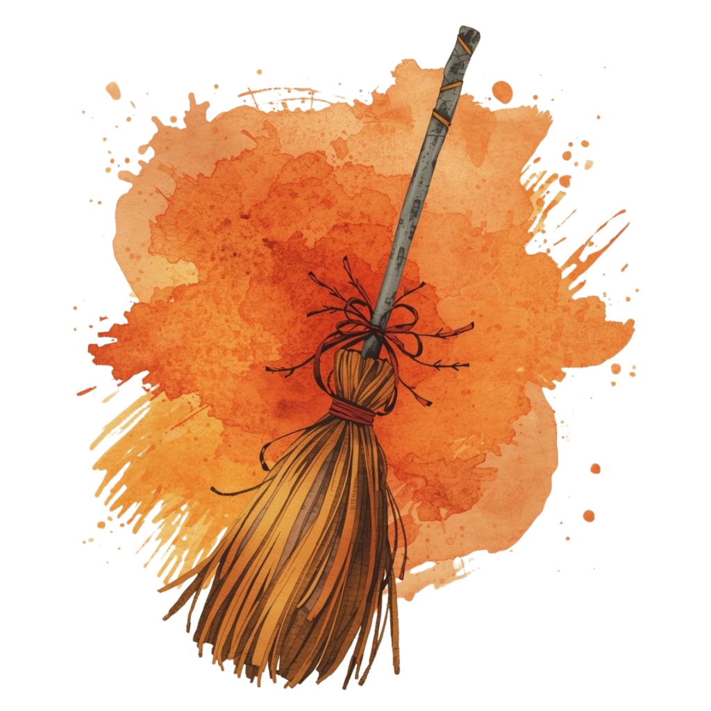 水彩風アンティークオレンジの可愛いハロウィンクリップアートセット【PNG背景透過素材】