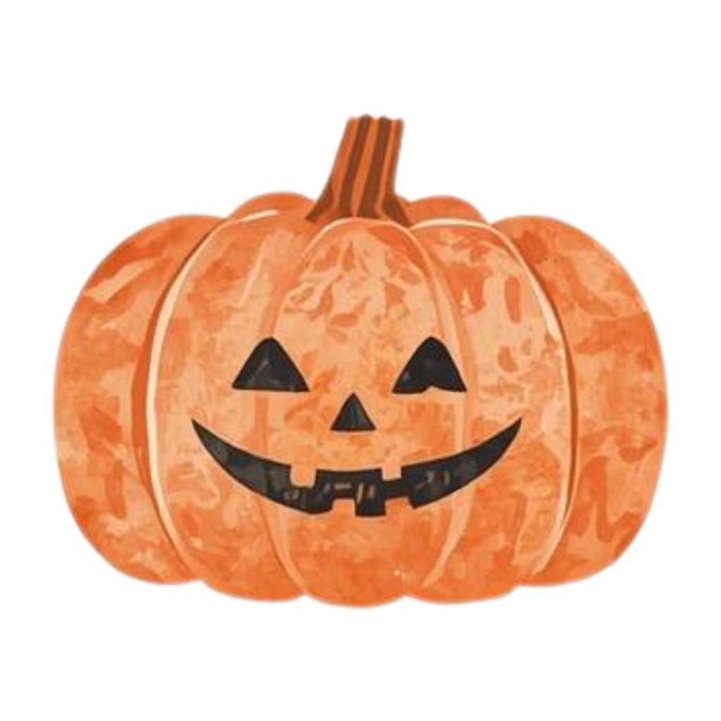 水彩風アンティークオレンジの可愛いハロウィンクリップアートセット【PNG背景透過素材】