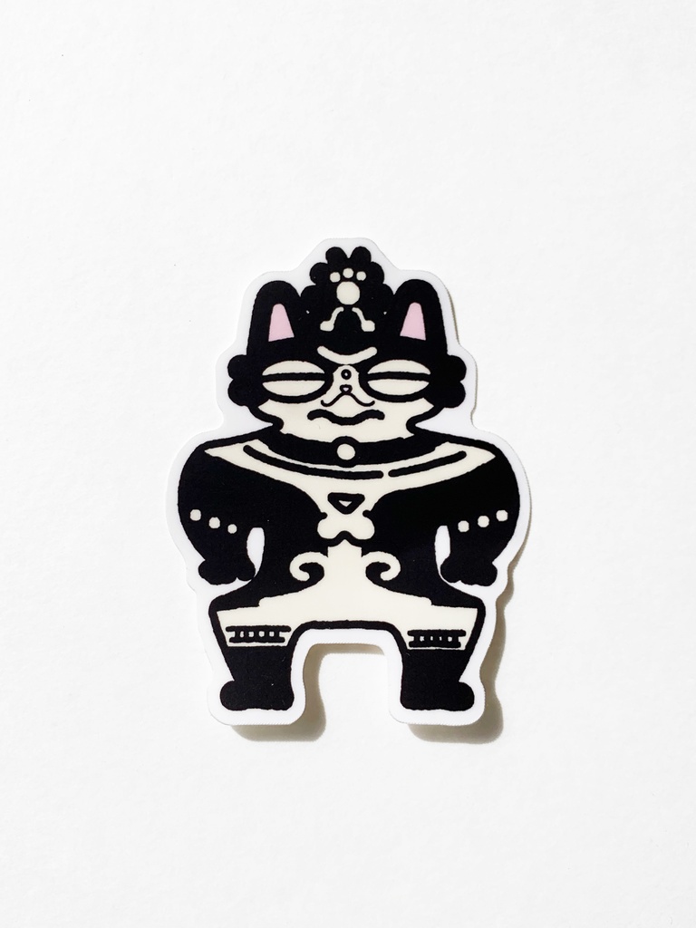 縄文猫ステッカー_ハチ